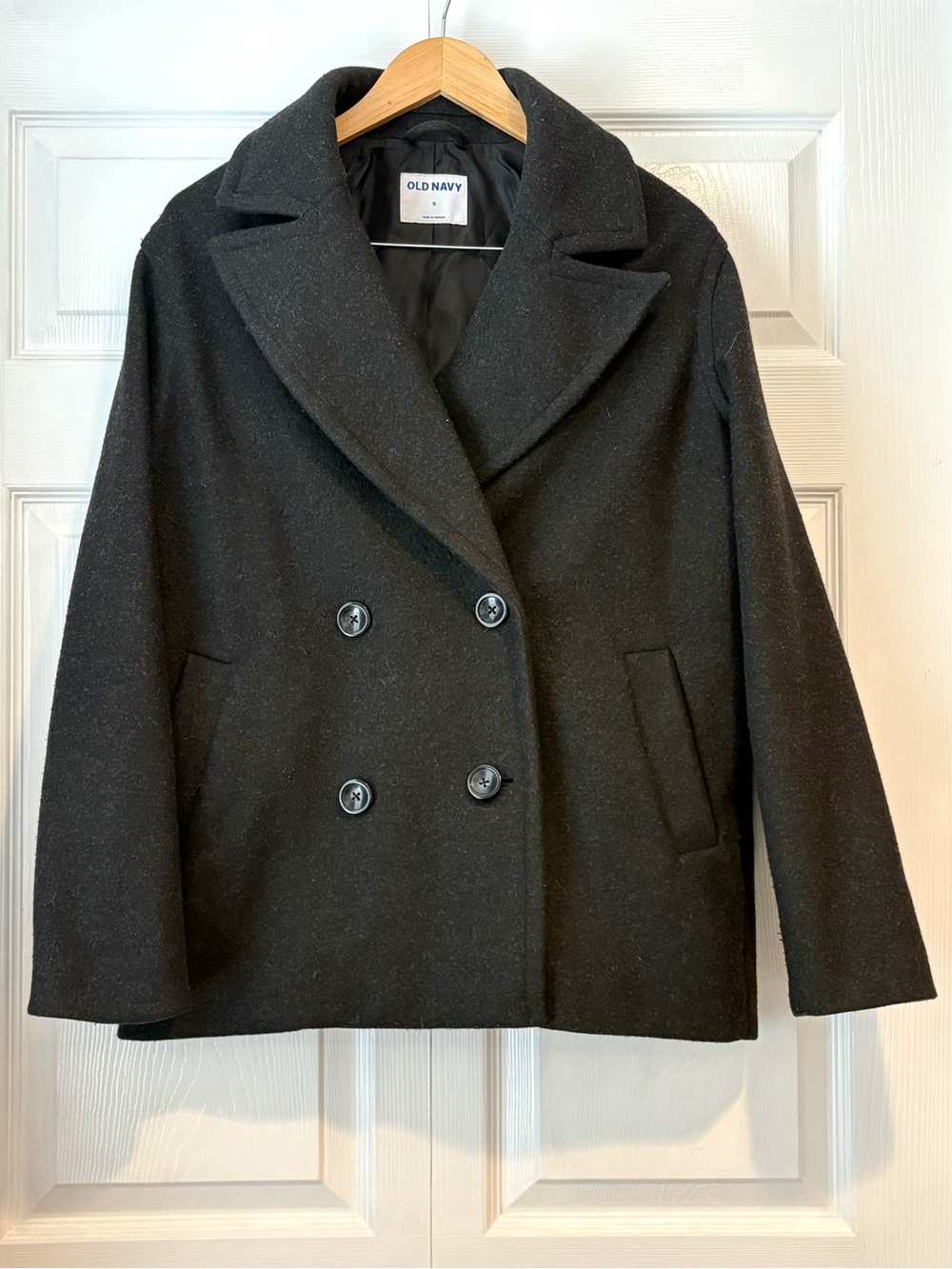 Oversized Old Navy Black Double-Breasted Peacoat